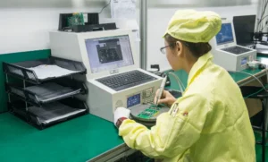 Automated SMT line assembling the circuit boards described in this guide