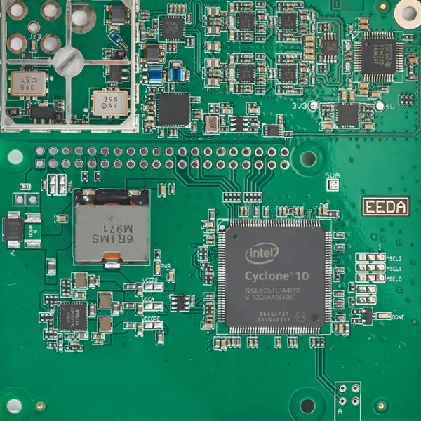 Inspection and test station checking assembled boards on the production line