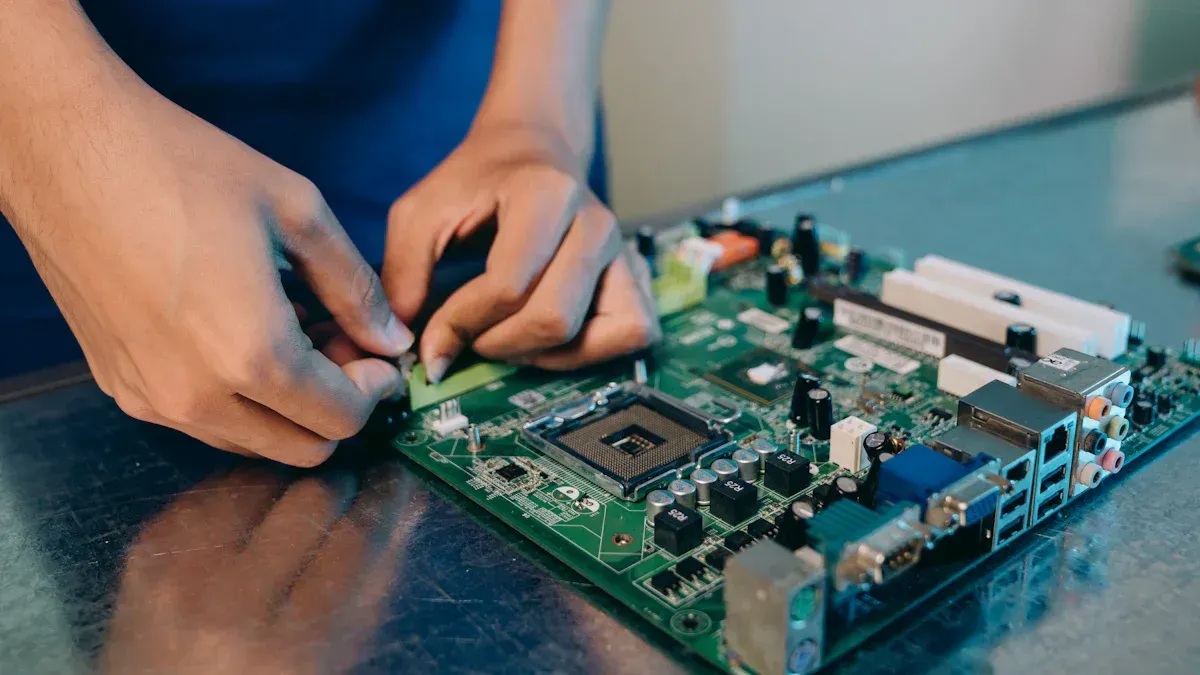 Automated SMT line assembling the circuit boards described in this guide