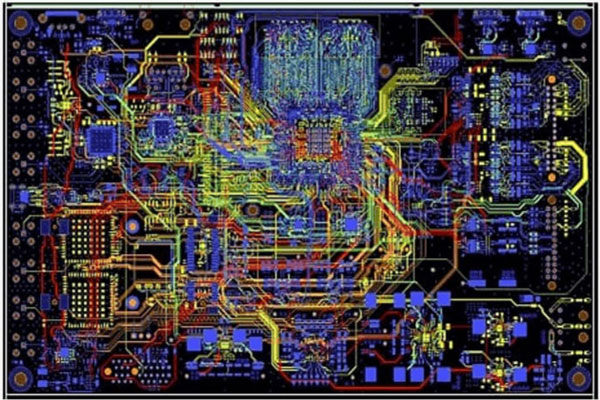 Inspection and test station checking assembled boards on the production line