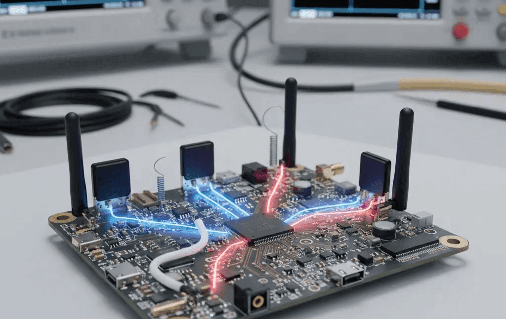 wireless connectivity PCBA with SMT components verified for correct polarity orientation