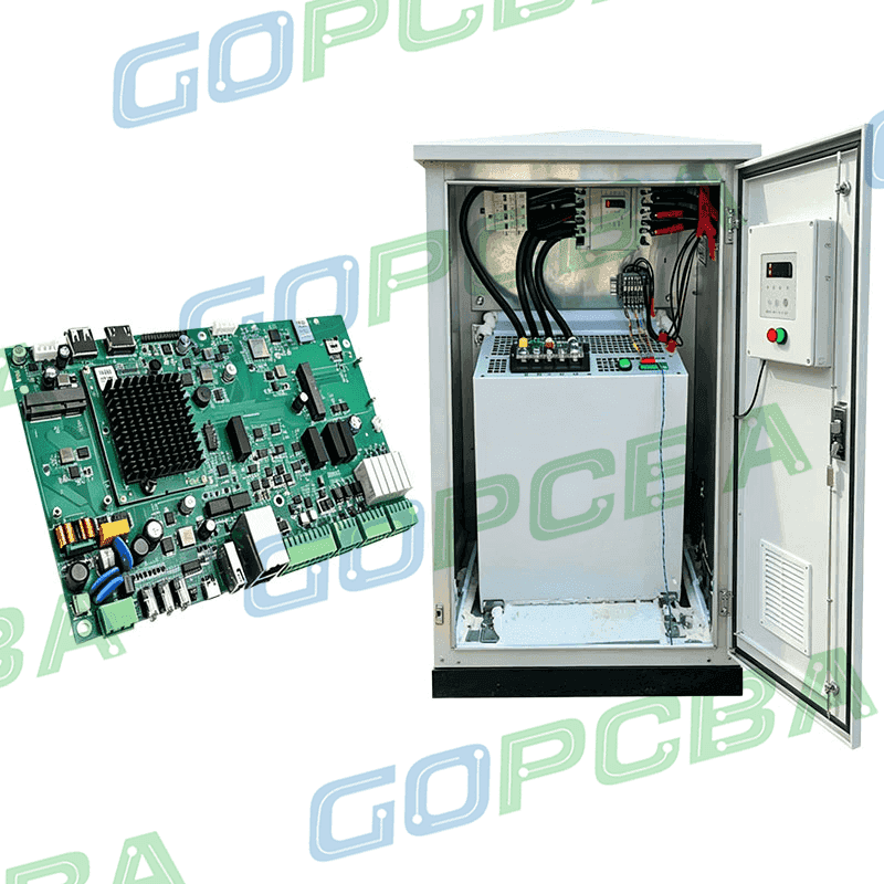 Inspection and test station checking assembled boards on the production line