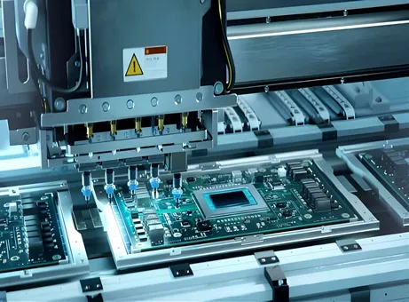 Automated SMT line assembling the circuit boards described in this guide