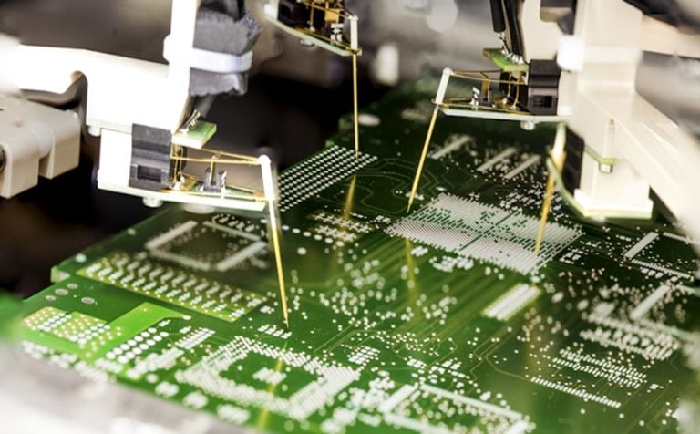 SMT assembly line producing PCBA boards