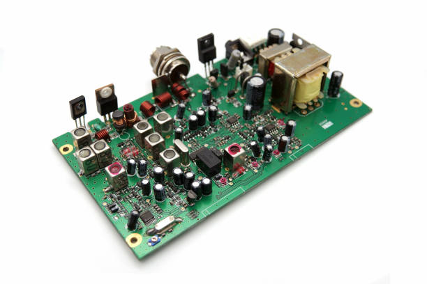 Inspection and test station checking assembled boards on the production line