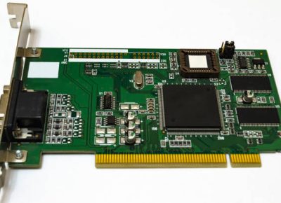 View of PCI Video card isolated on white background