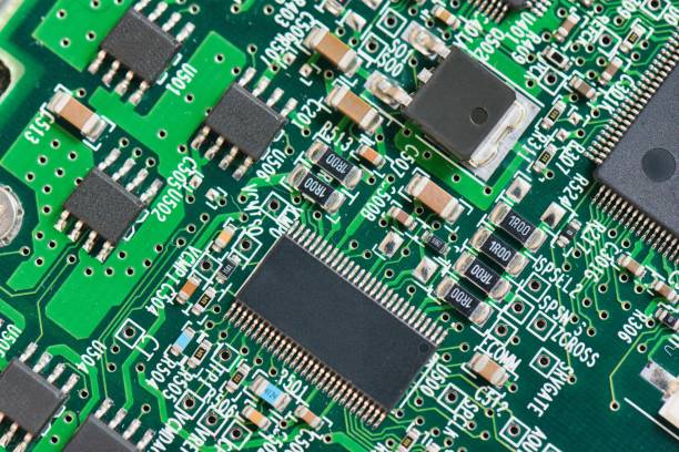 Inspection and test station checking assembled boards on the production line